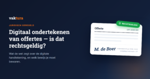 Digitaal ondertekenen van offertes — is dat rechtsgeldig? Een ondernemer bekijkt een digitaal ondertekende offerte op laptop